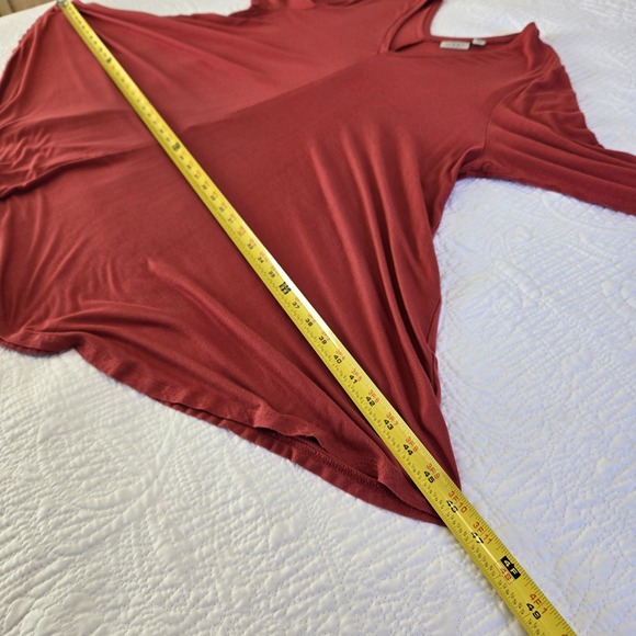 LOGO by Lori Goldstein Solid Swing Top Double V Neck Slouchy Fall Orange‎ 1X - Picture 11 of 14